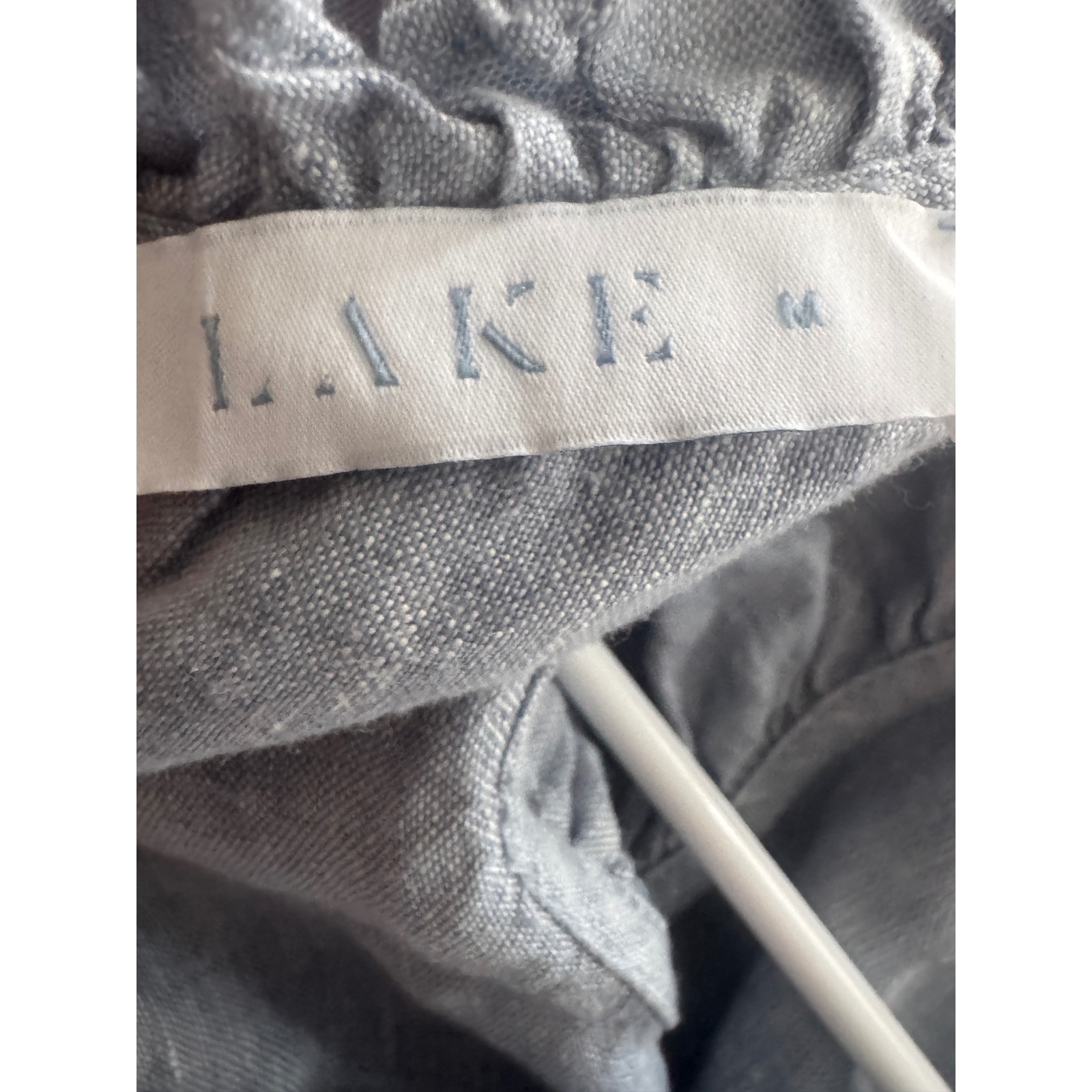 Lake Pajamas Womens Blue Linen Tiered Ruffle Flutter Sleeve Midi Dress Size M — image 3 of 4